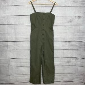 miss love Olive Green Button Front Jumpsuit S